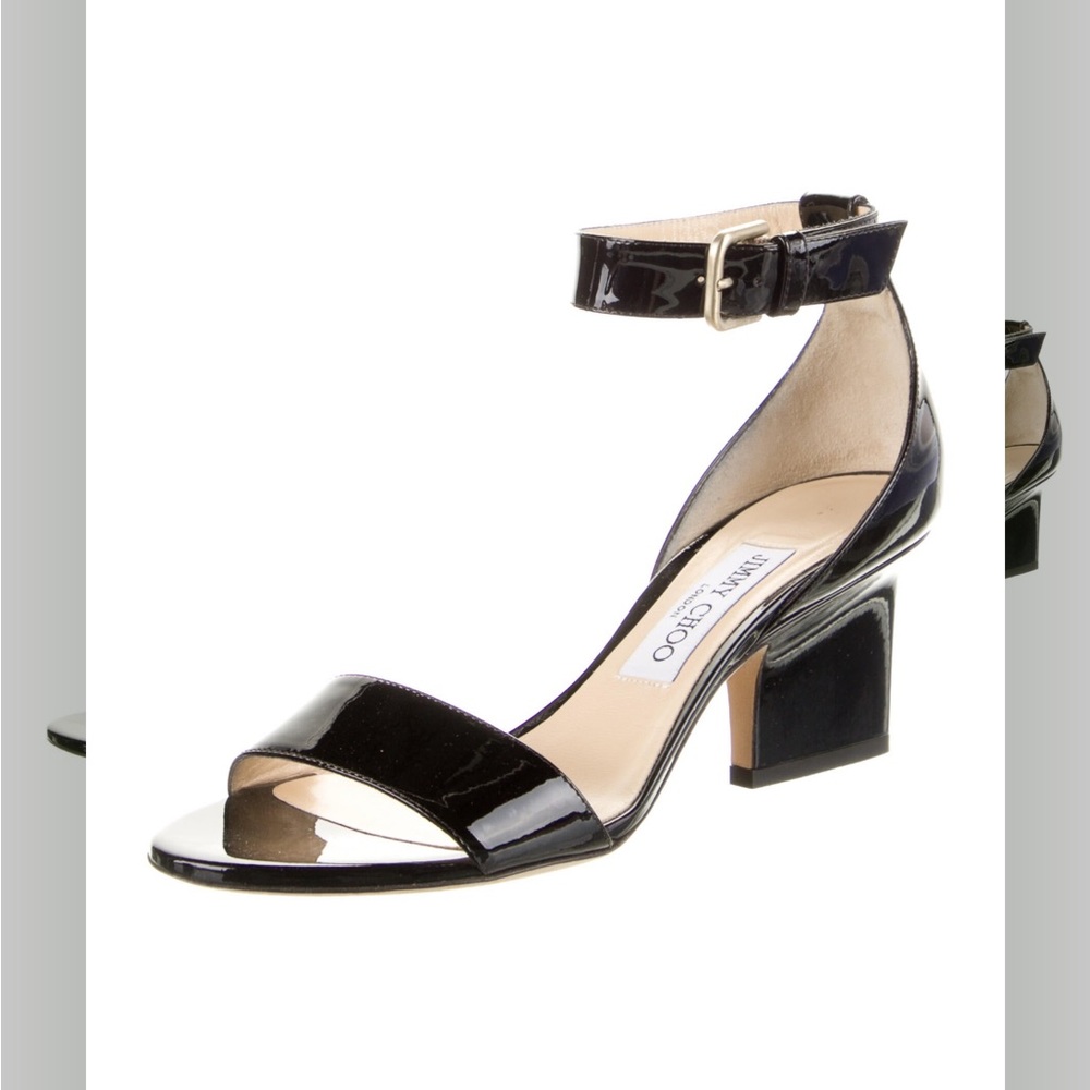 Jimmy Choo Patent Leather Sandals  size 7 fits like 6.5  w/ Box